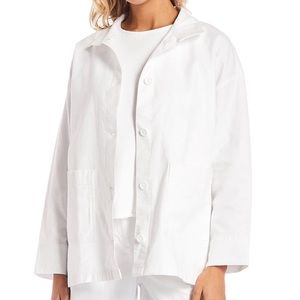 Eileen Fisher Jacket White Cotton Hemp Classic Stand Collar Jacket Sz 2X NWT